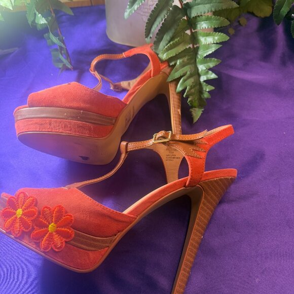VTG๐JustFab Palermo 6' High Heel Open Toe Sandal w/ Ankle Straps & Platform 10M - Picture 3 of 16